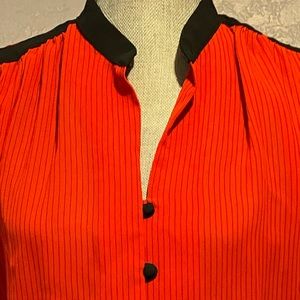 Vintage Red Dress with Black Stripe